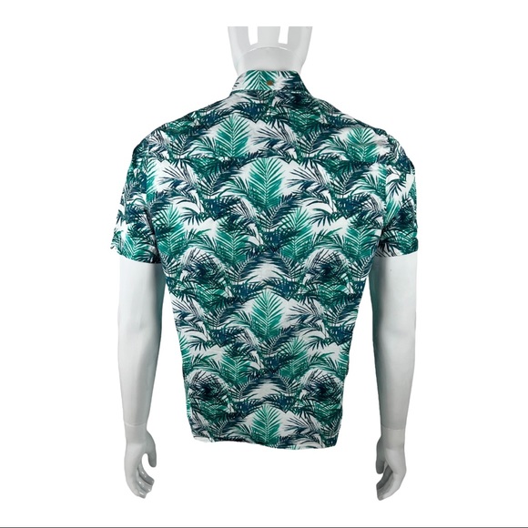 CHUBBIES The Nutter Mens Small Button Up Hawaiian Shirt Green Leaves Printed USA - Picture 4 of 11